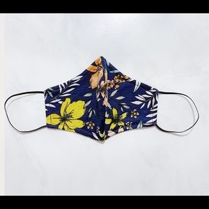 Tropical floral blue face mask